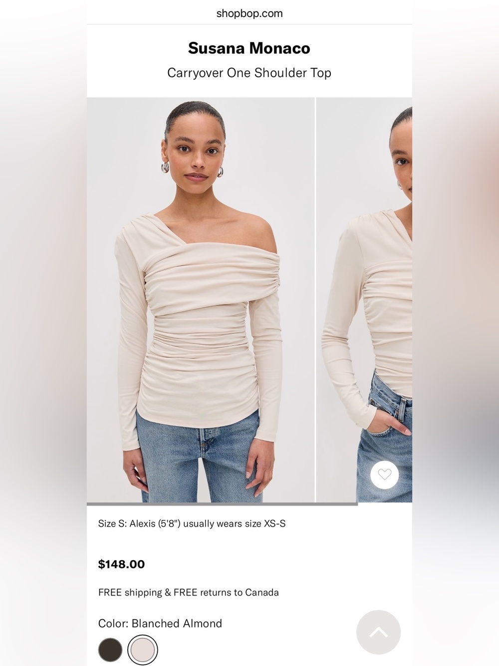 Susana Monaco -Cream Off-Shoulder Ruched Long-Sleeve Top - Women